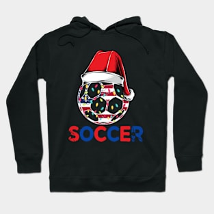 Soccer Christmas Ball Santa Hat Funny Sport Xmas Hoodie